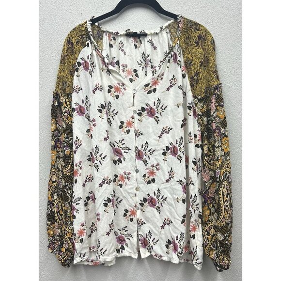 Jane and Delancey Women's Floral Blouse Top Size XL Multicolor Boho Paisley - Picture 1 of 8